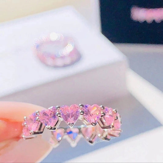 Romantic Shiny White & Pink Love Heart Rings