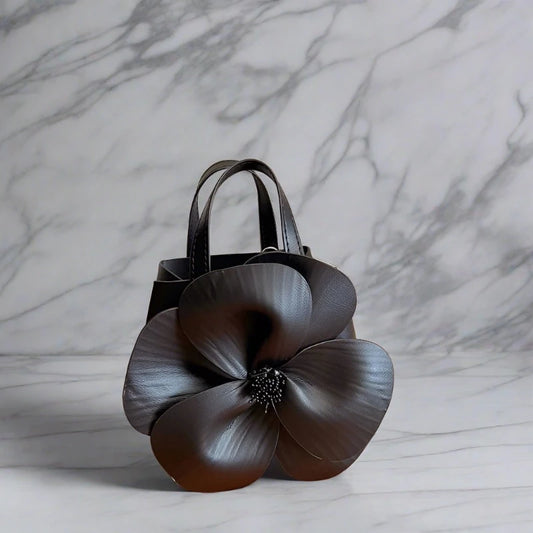 Black Flower Hand Bag