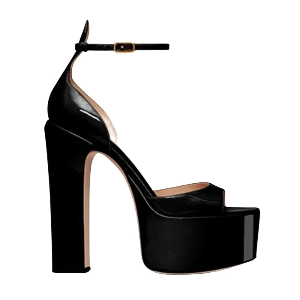 New Sexy Party Women's Pumps Patent Leather Summer Sandals Thick High Heel