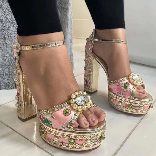 Luxury Pearl Rhinestones Heels