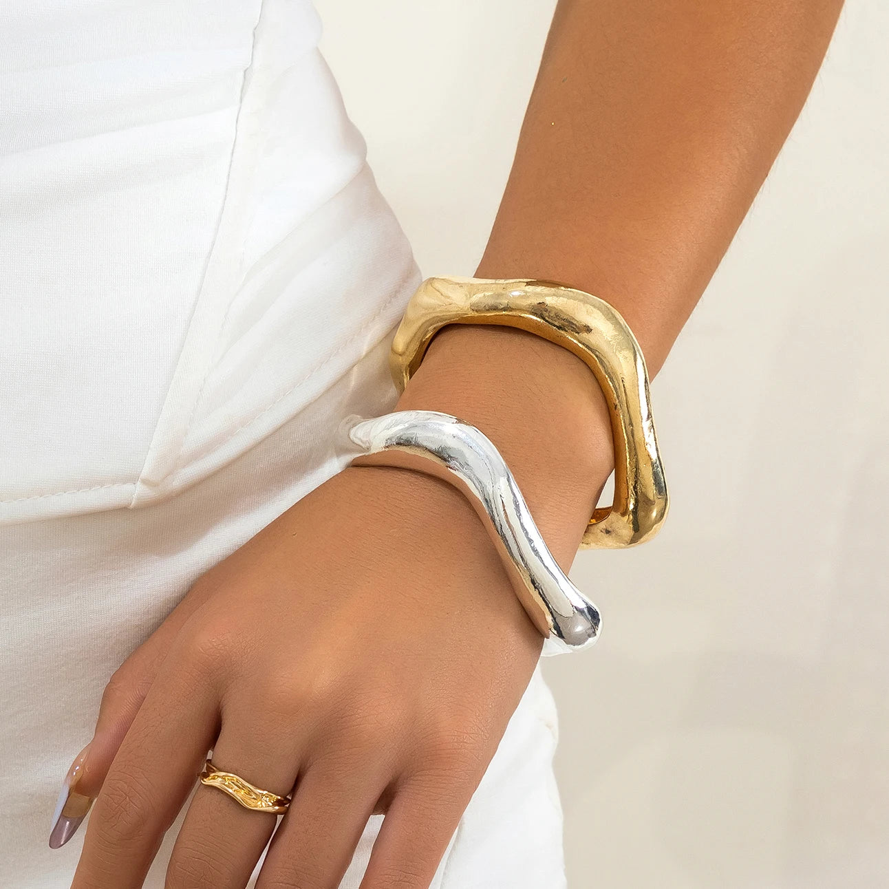 Exaggerated Chunky Heavy Metal Open Cuff Bangles