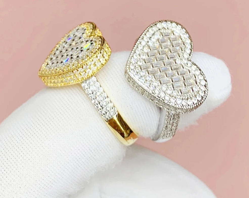 Heart Iced Out Bling Zirconia Fashion Ring