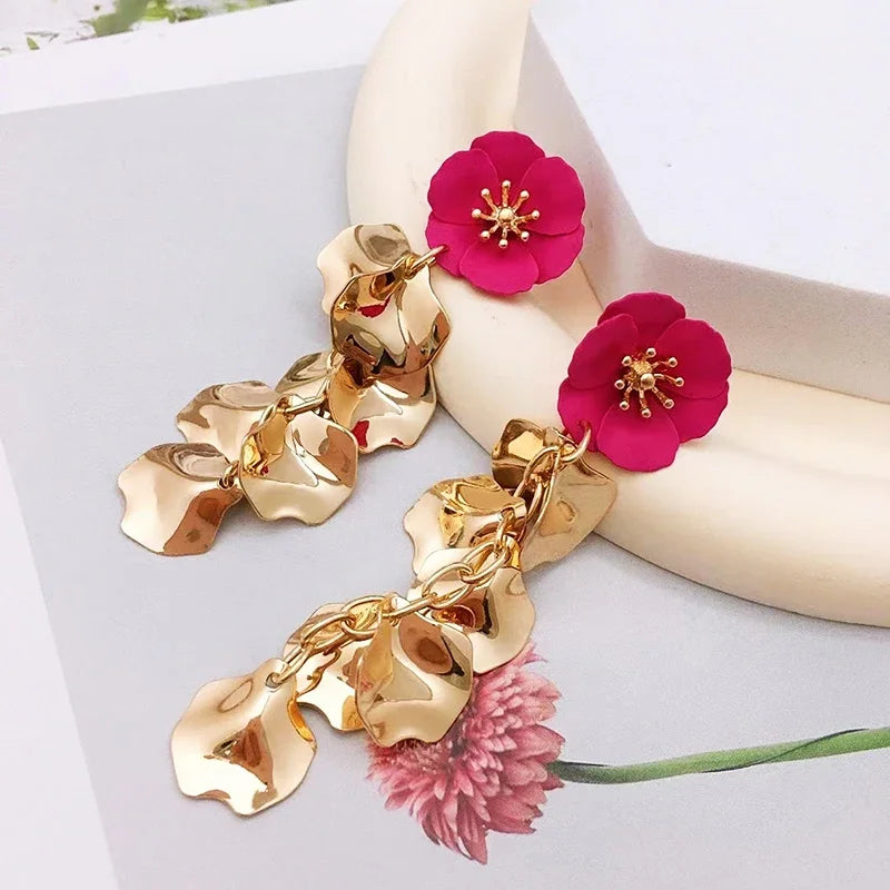 New Fashion Flower Tassel Earrings