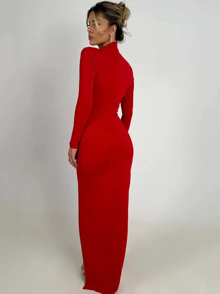 High Split Sexy Red Maxi Dress