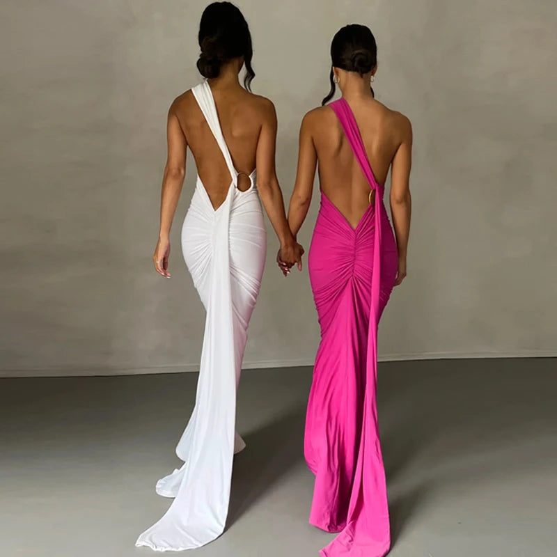 One Shoulder Backless Adjustable Dress