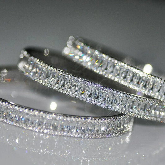 Iced Out Bling Square Cubic Zirconia Bangle Bracelet