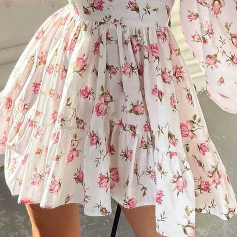 Womens Floral Print Mini Summer Dress