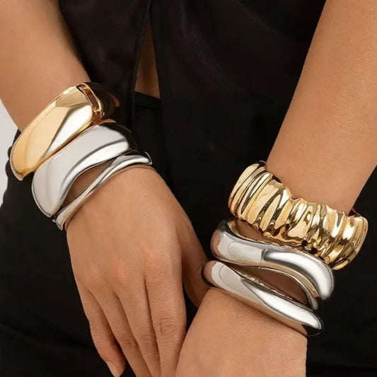 Silvermist Vintage Hip Hop Irregular Cuff Bangles