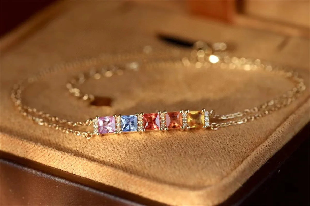 18K Yellow Gold Sapphire Gemstones Bracelets