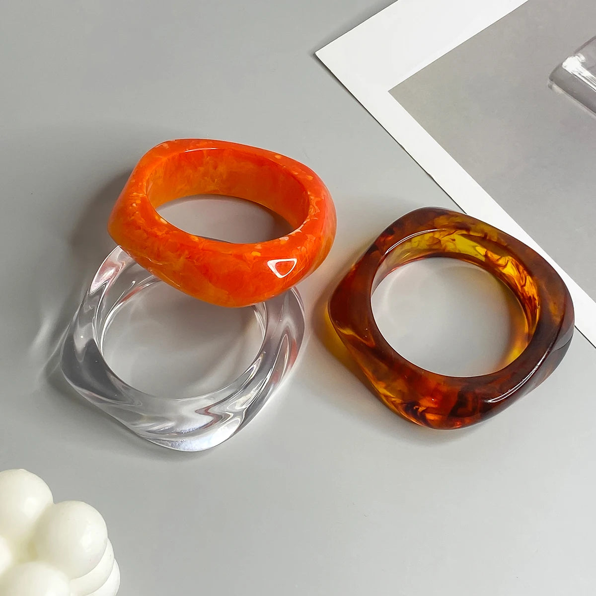 Vintage Colorful Irregular Acrylic Resin Chunky Bangles for Women