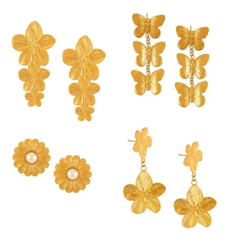 Elegant Flowers Pendant Hanging Earrings