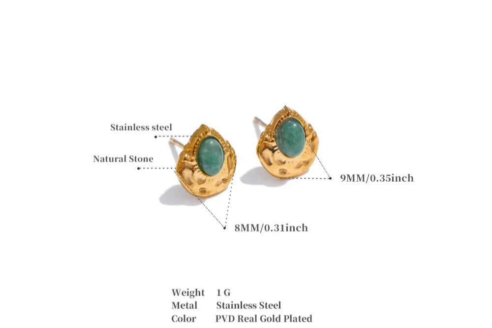 Natural Stone Smaller Golden Stud Earrings 2024