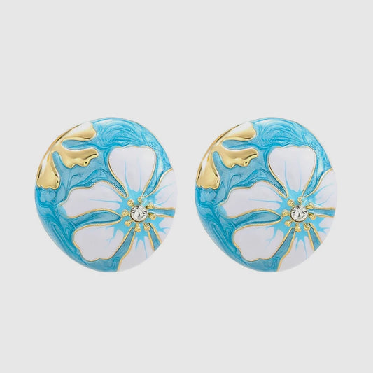 Ball Enamel Flower Post Earrings