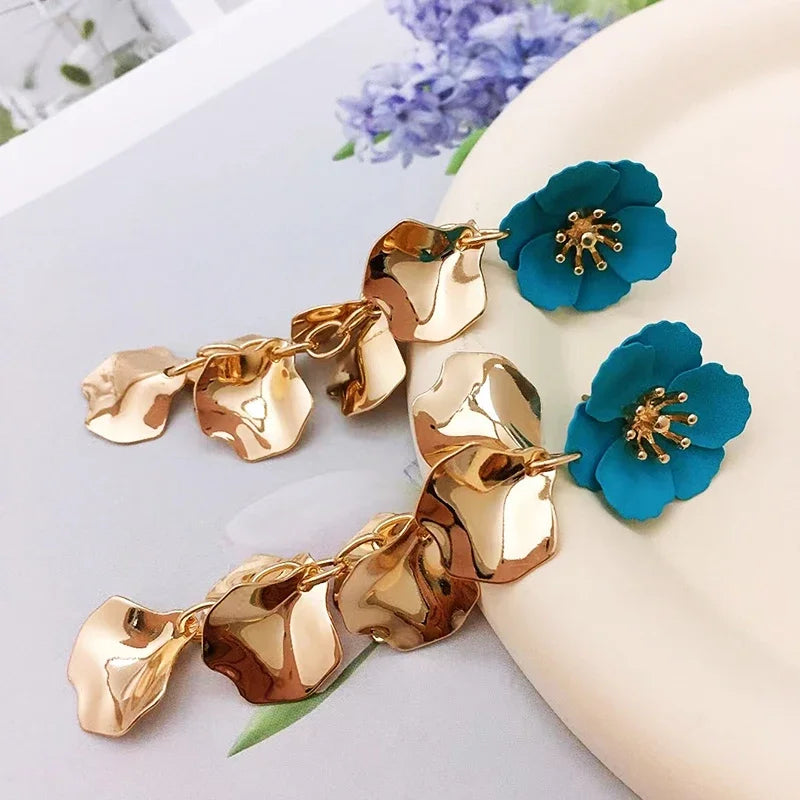 New Fashion Flower Tassel Earrings