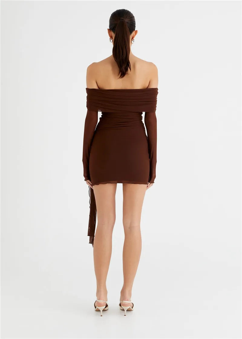 Strapless Backless Off-Shoulder Long Sleeves Sexy Mini Bodycon Dress