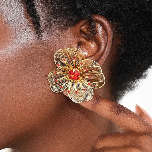 Textured Red Gold Flower