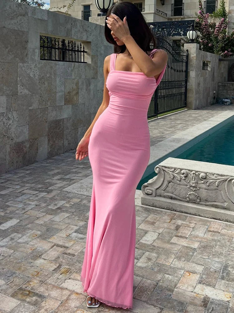 Backless Pink Long Dress