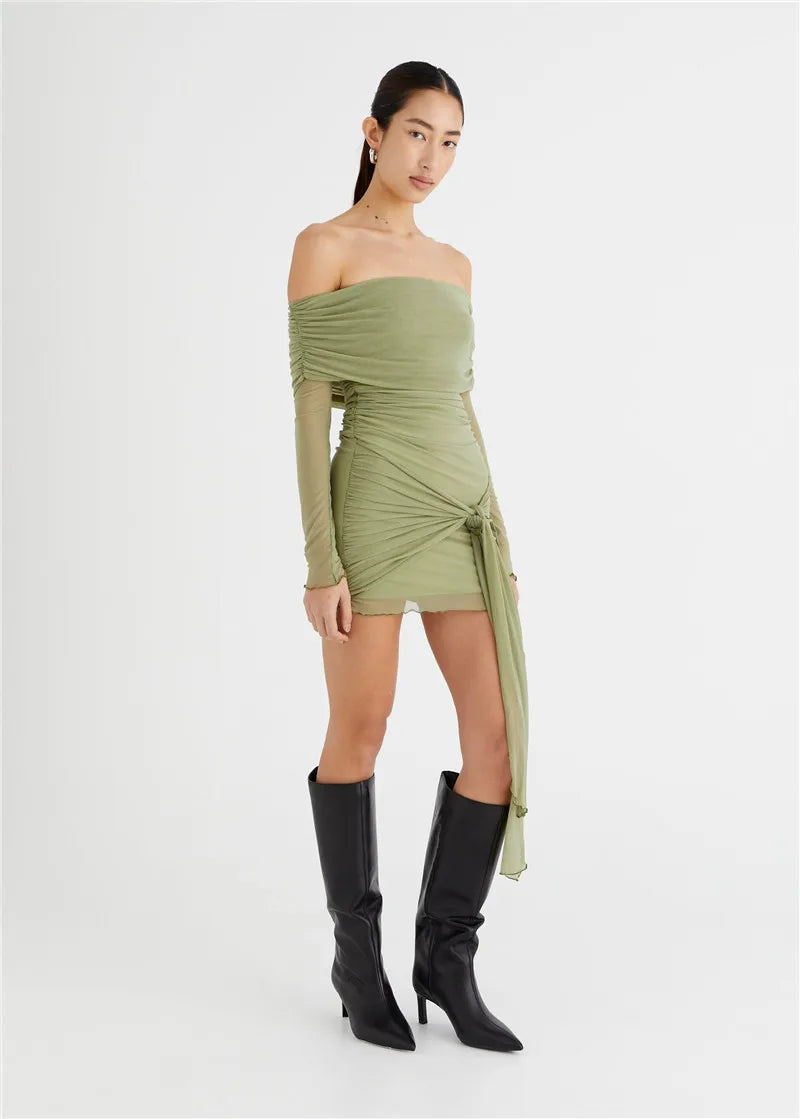 Strapless Backless Off-Shoulder Long Sleeves Sexy Mini Bodycon Dress