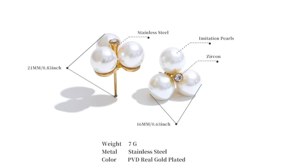 Simulated Pearls Flower Stud Earrings