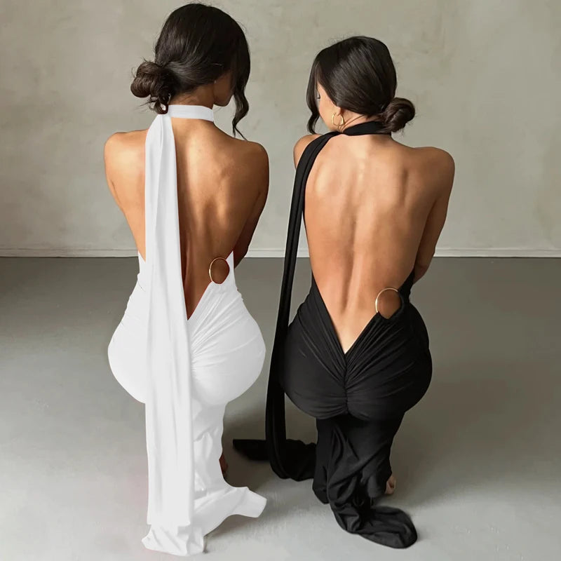 One Shoulder Backless Adjustable Dress