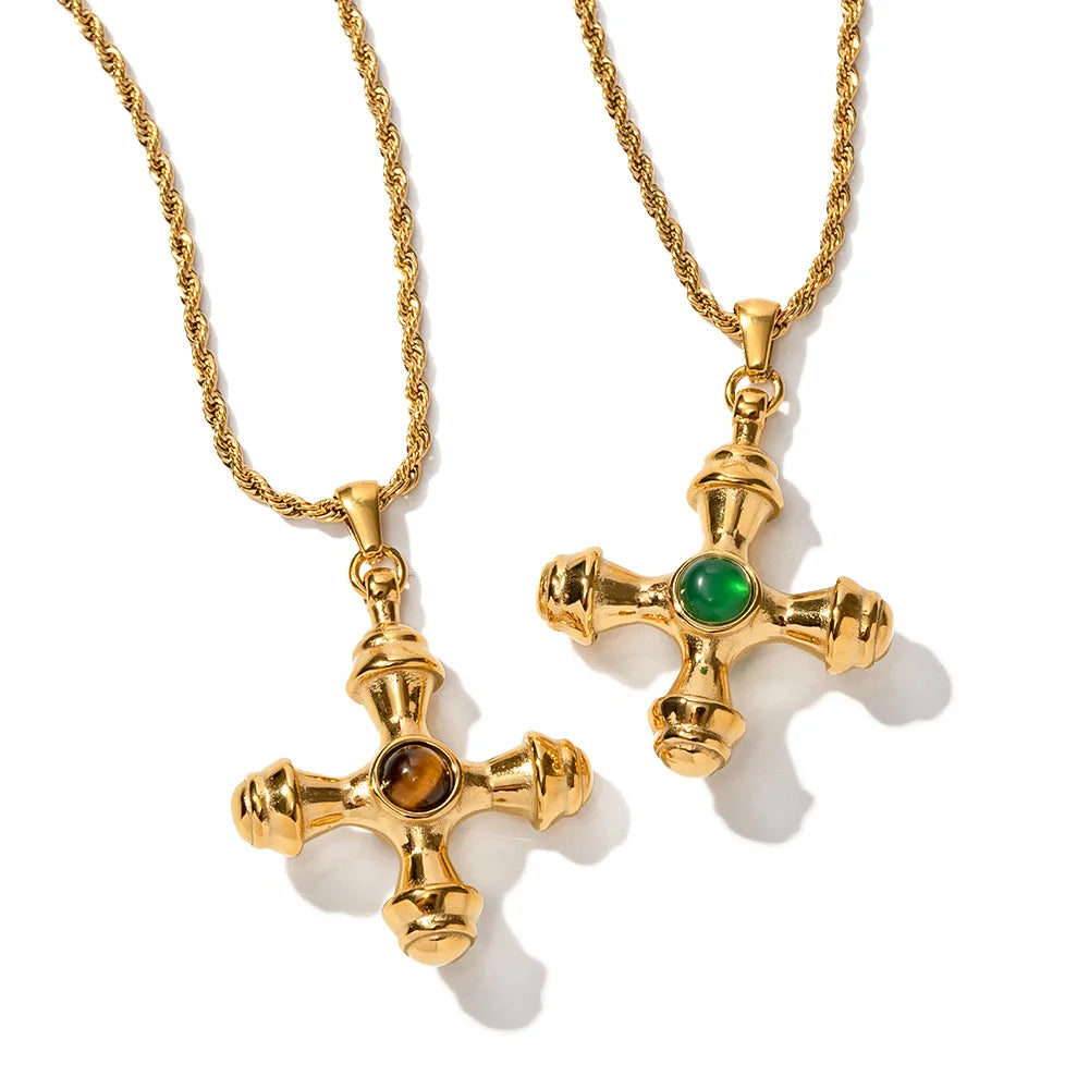 18K Gold Plated Minimalistic Cross Pattern Design