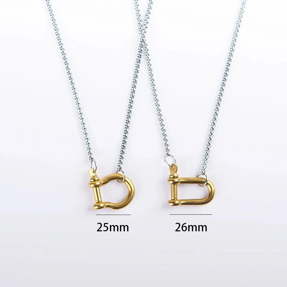 Stainless Steel Horseshoe Box Chain Necklace