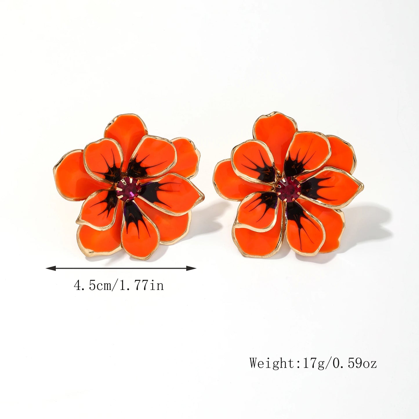 Double Layers Enamel Five-petal Flowers Stud Earrings