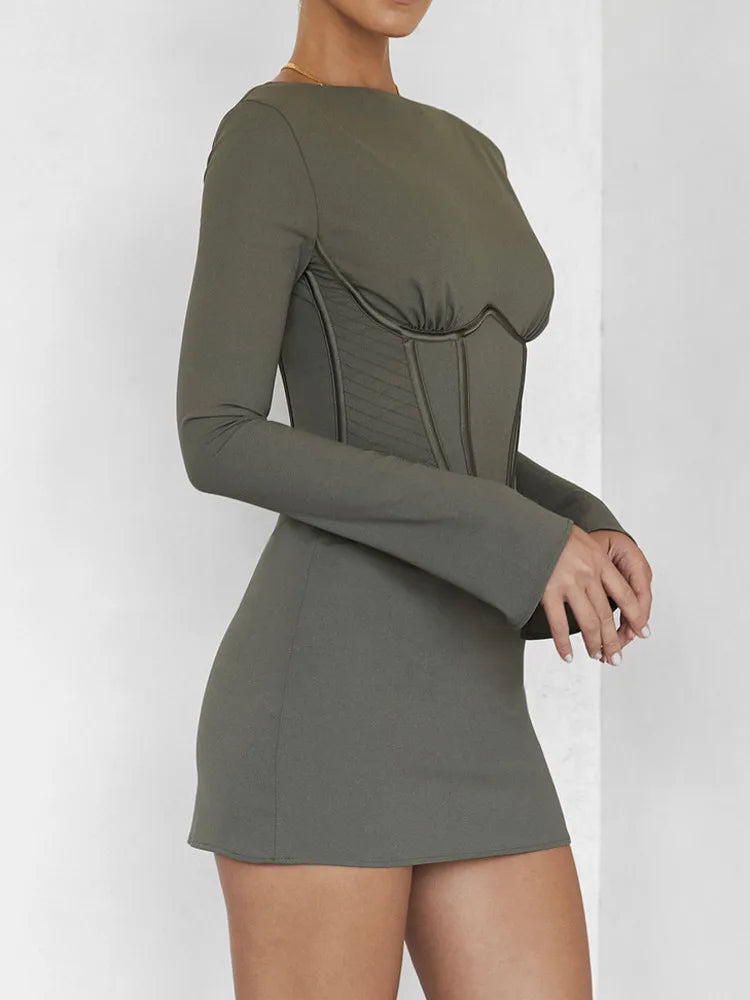 Full Sleeve Backless Mini Dress